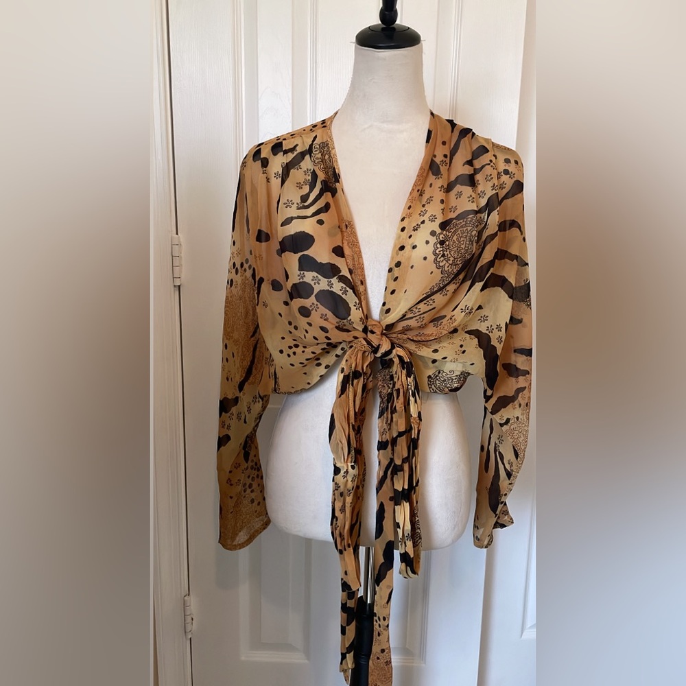 Dina Bar-El Vintage Sheer Animal print blouse